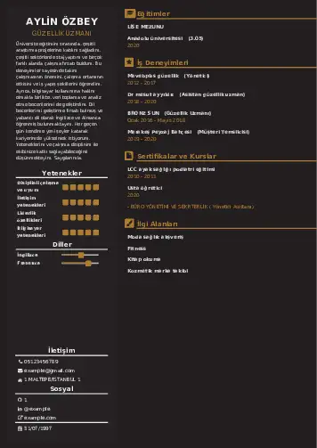 Güzellik Uzmanı Cv Örnekleri  cv indir